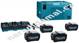 Makita 191U42-2 sada čtyř aku baterií BL4050F 40V/5,0Ah v systaineru s dvojnabíječkou DC40RB 40V Li-ion XGT