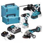 Makita DLX3195JX1 AKU sada šroubovák/vrtačka s kladivem a úhlovou bruskou 18V/5Ah LXT Li-ion
