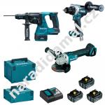 Makita DLX3202TJ AKU sada výkonné vrtačky/šroubováku s kladivem a úhlovou bruskou 18V/5Ah LXT Li-ion