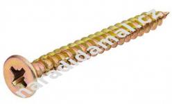 Vruty se zápustnou hlavou průměru 4,5 mm plný závit, křížová drážka Pz, zinek žlutý