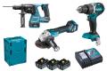 Makita DLX3119TJ AKU sada příklepové vrtačky s kladivem a úhlovou bruskou 18V/5Ah LXT Li-ion