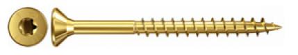 Vruty se zápustnou hlavou průměru 4,5 mm částečný závit, hvězdicová drážka Tx, zinek žlutý